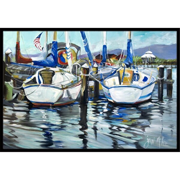 Carolines Treasures Tourquoise Bay Sailboat Indoor and Outdoor Mat- 24 x 36 in. JMK1087JMAT - main